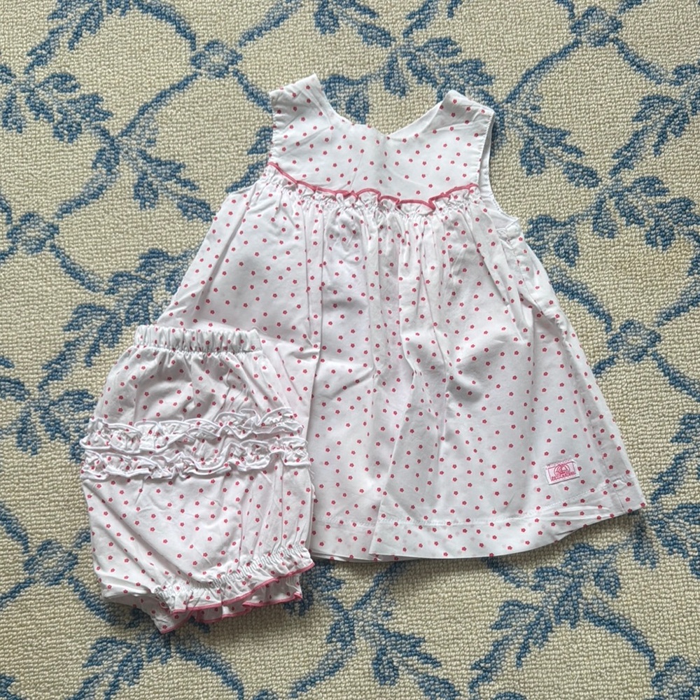 Petit Bateau White Dress with Pink Dots